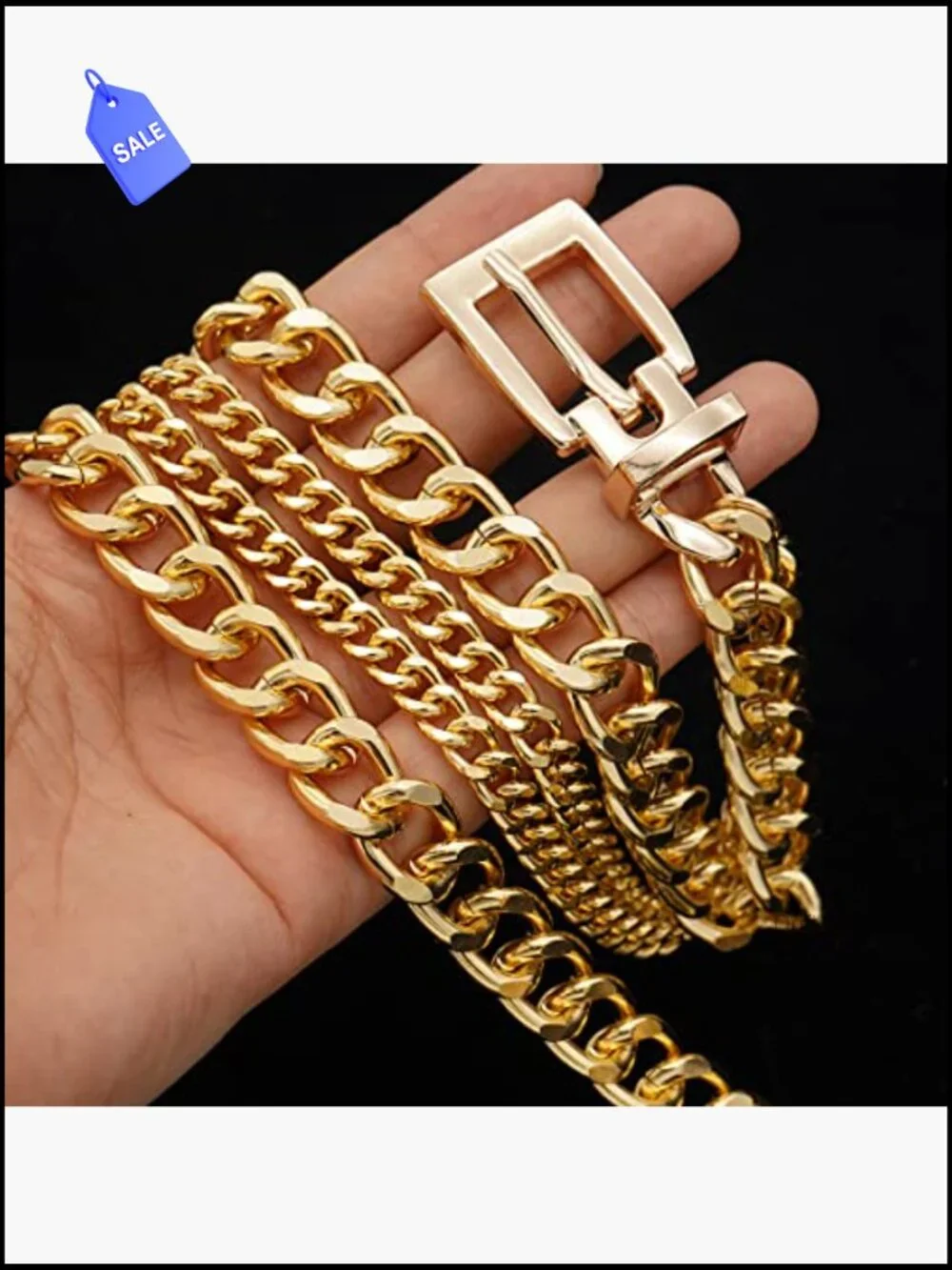 Gold Multilayer Chunky Chain Waist Belt for Dress